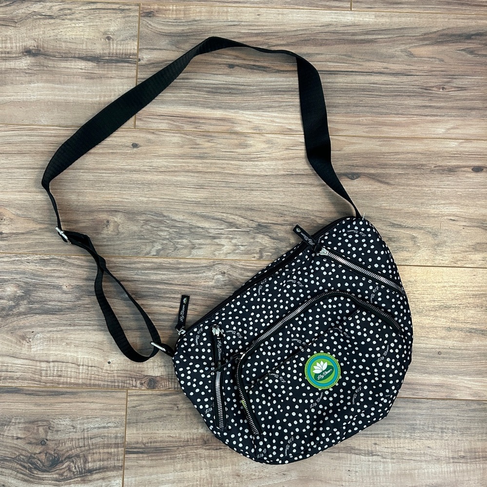 Lily Bloom Colette Crossbody Black and White Polka Dot